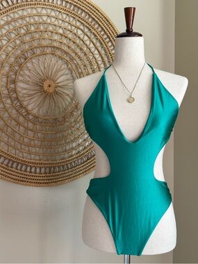 Lovewave teal one piece cut out swimsuit